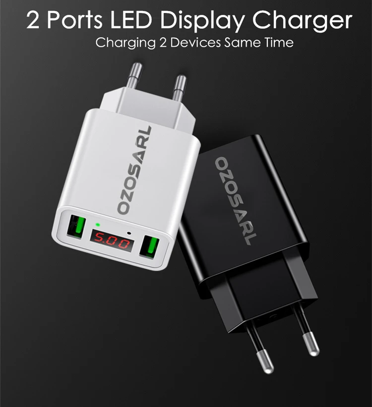 2 порта USB зарядное устройство светодиодный дисплей ЕС/США штекер Макс 2.2A Смарт Быстрая зарядка мобильное зарядное устройство для iPhone iPad samsung Xiaomi