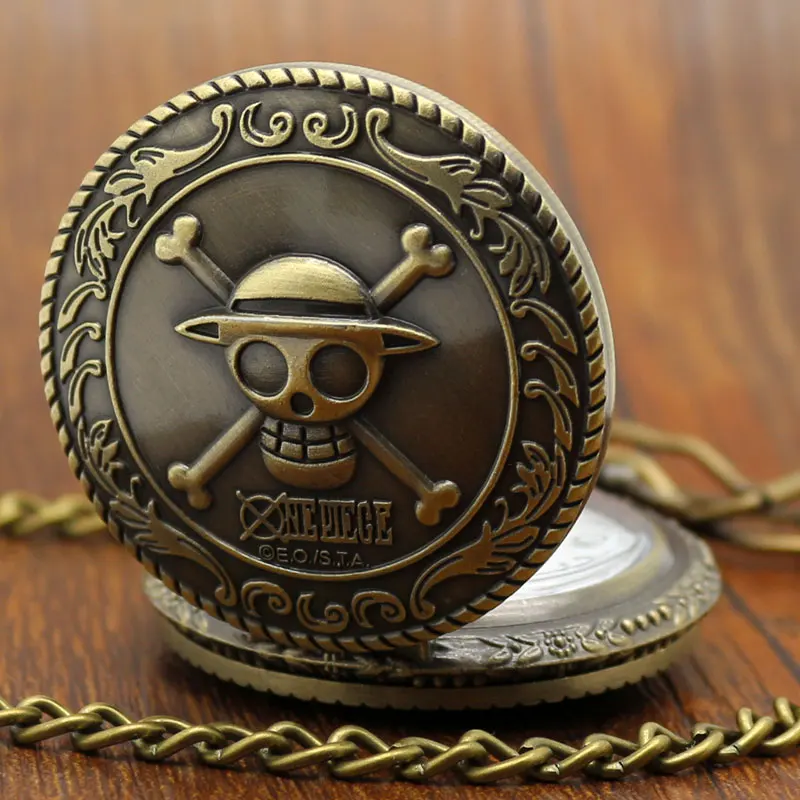 Винтажные Однокомпонентные карманные часы с бронзовым пиратским черепом