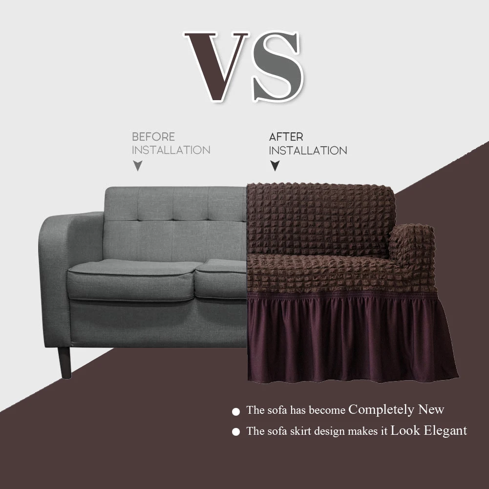 Jacquard Sofa Cover With skirt Popcorn Europe Couch Cover Stretch Slipcovers Furniture Covers for living room 1/ 2/3/4-Seat sofa