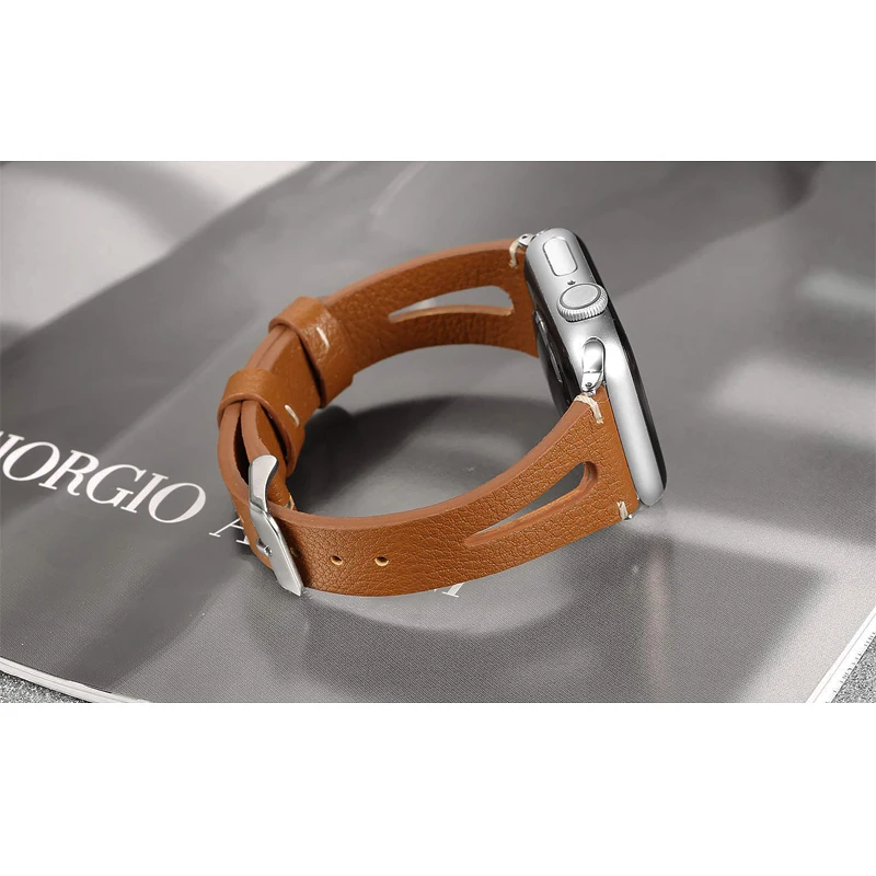 Ремешок для apple watch band 44 мм 40 42 38 браслет из натуральной кожи iwatch series 6/se/5/4/3/2