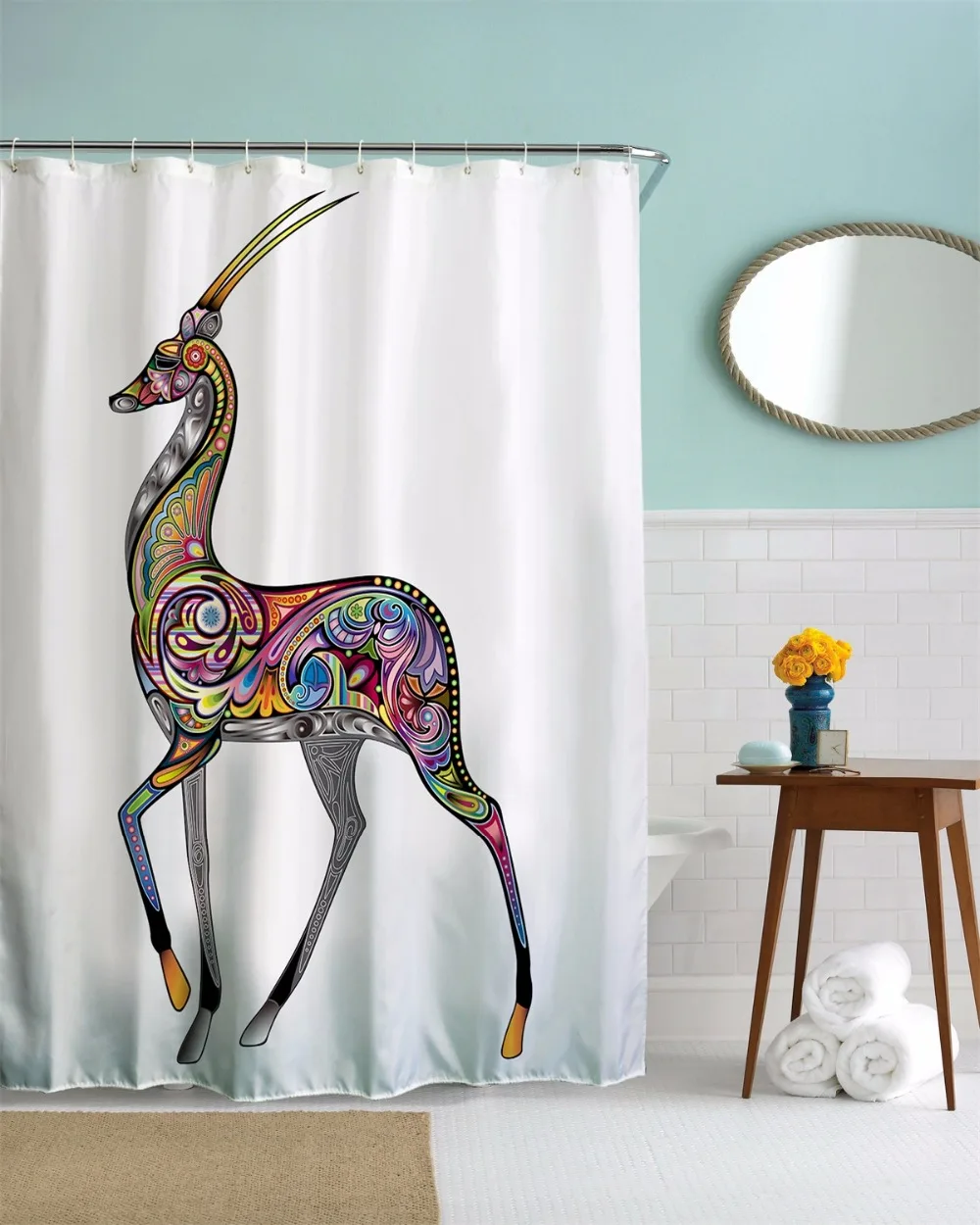Colorful Animal Shower Curtains Waterproof Polyester Fabric Bath 3D rideau douche cortinas de bano cortina ducha | Дом и сад