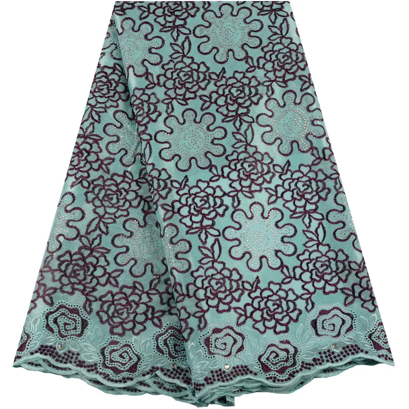 Небесно-голубое Африканское хлопковое кружево Мягкая Вышивка сухие кружева