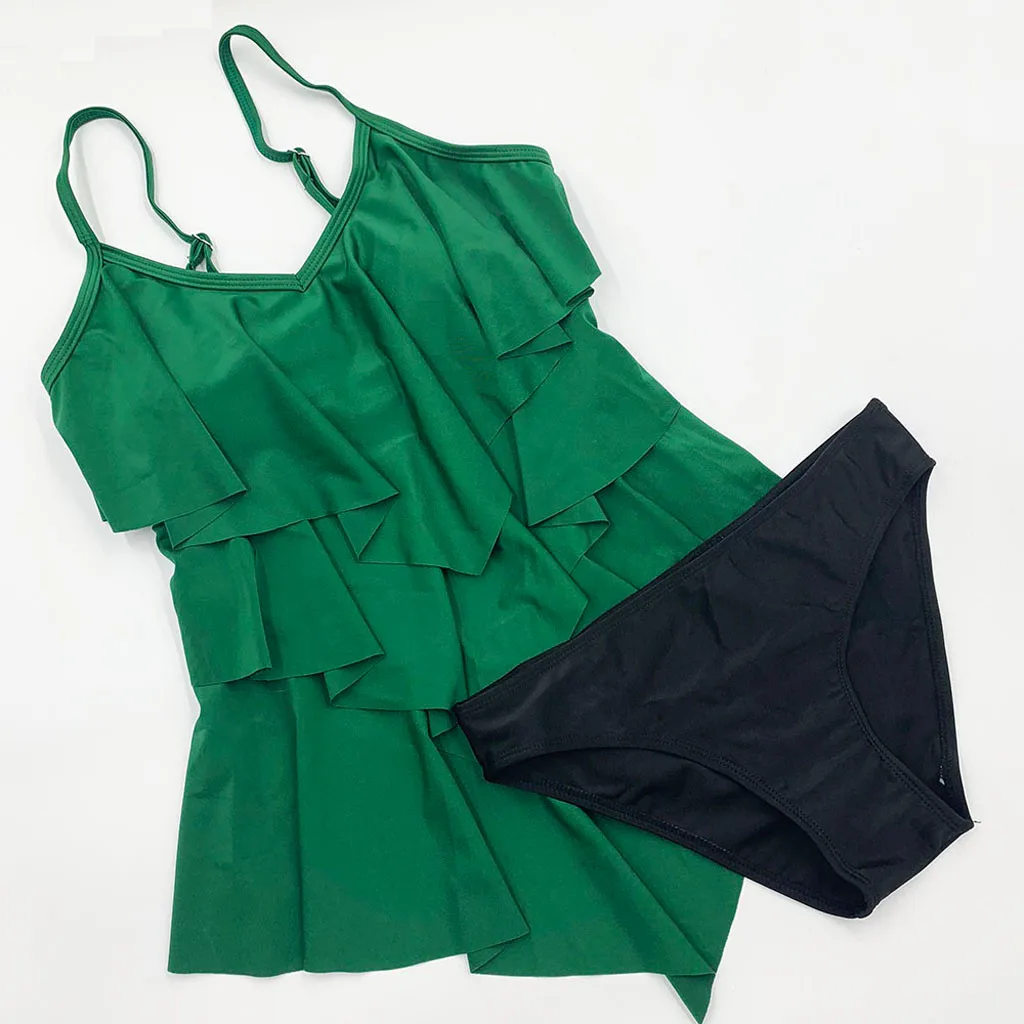 tankini swimsuits women beach brazilian bikini Pleated Three-Layer Ruffle Bikini Triangular Split Swimsuit sport swimwear badpak
