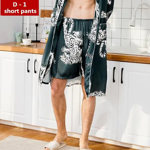 D1 short pants Стиль Мужские пижамные штаны сезон: весна–лето Повседневное шелковистой Домашняя одежда мужская пижама банный брюки L-XXL - Цвет: D1 short pants