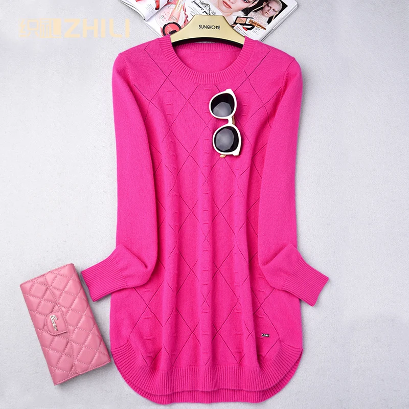 

2017 cashmere sweater female cashmere pullover sweater plain o-neck long-sleeve basic sweater