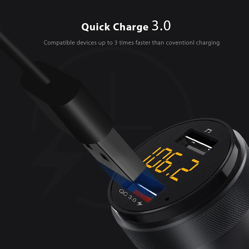 VicTsing Bluetooth fm-передатчик автомобильный QC3.0 5 в 3.4A беспроводной передатчик приемник MP3 музыкальный плеер Автомобильный комплект радио адаптер