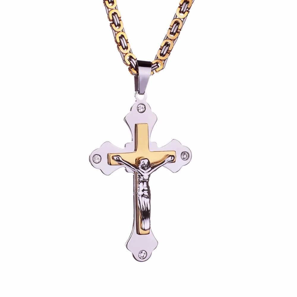 

Cross Necklace INRI Crucifix Jesus Piece Pendant Biker chains Stainless Steel necklaces For women&men Punk Jewelry Accessories