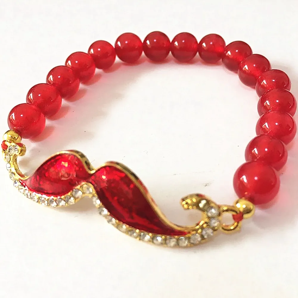 Модный браслет черный красный зеленый 8 мм круглый натуральный камень халцедон