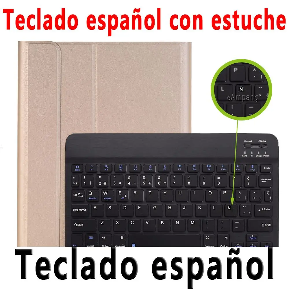 Spanish Keyboard Для iPad чехол с клавиатурой и карандашом для iPad 9,7 5th 6th Generation Air 1 2 Русский Испанский чехол для клавиатуры - Цвет: Spanish Keyboard