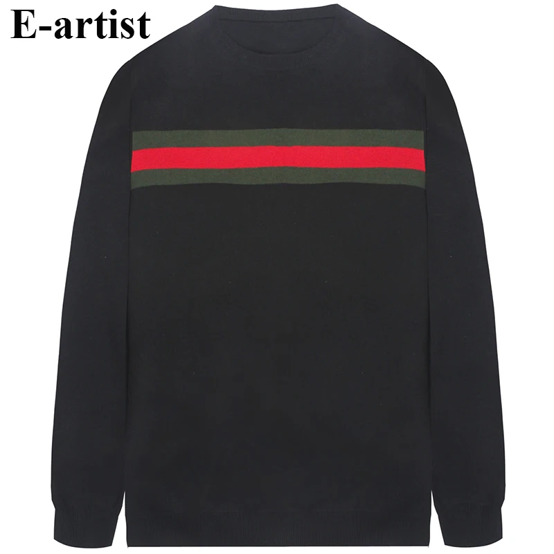 E-художник Для мужчин о шеи полосатый вязаный свитер осень-зима Повседневное