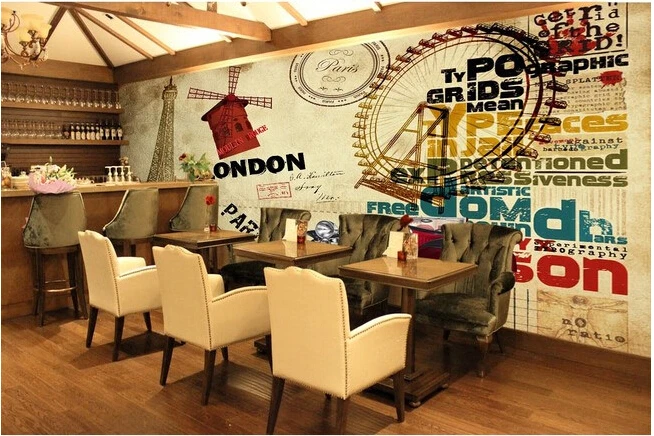 Обои на заказ в стиле ретро обои с изображением Эйфелевой башни и винтажного