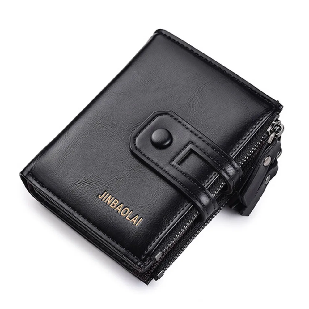 JINBAOLAI из искусственной кожи мужские кошельки двойная молния короткий дизайн