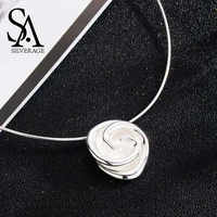 sa silverage new 925 sterling silver rose chokers necklaces for women flower 925 silver pendant statement necklaces fine jewelry