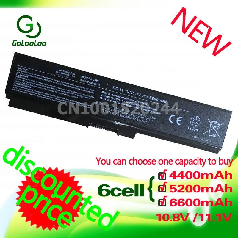 

Golooloo Battery 11.1V 6 cells laptop battery for toshiba Satellite C660 A665D C650 C640 C645D C640D C655 C655D C660D