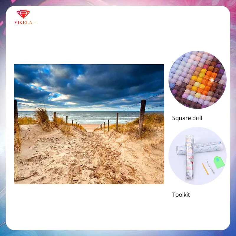 

Картина пляжного пейзажа YIKELA 5D, алмазная вышивка, вышивка крестиком, алмазная живопись, домашний декор, алмазная живопись «сделай сам», Наст...