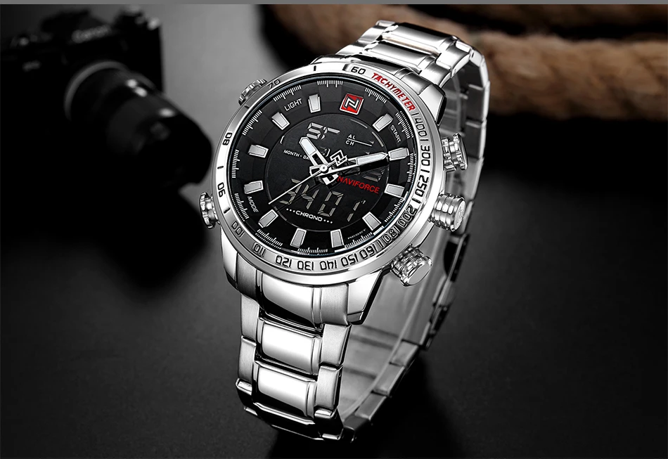 Relogio Masculino NAVIFORCE Мужские Кварцевый аналог Роскошные модные спортивные наручные часы из нержавеющей стали мужские часы дропшиппинг