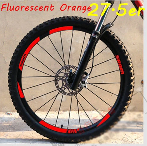 27.5er Fluo Orange SRAM колесо для горного велосипеда набор наклейки на обод для горного велосипеда Замена Светоотражающие Флуо Гонки Велоспорт грязь винил обод наклейки - Цвет: 27.5er Fluo Orange