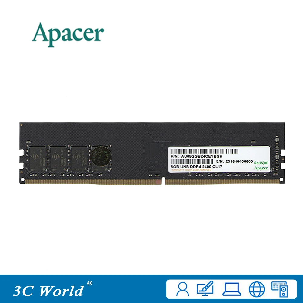 Apacer DDR4 RAM 8GB 4GB 2400MHz DIMM Desktop Memory Support Motherboard 288pin 1.2V | Компьютеры и офис