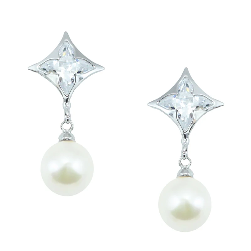 AAA кубический цирконий Женская Сережка серьги золотые жемчужные украшения