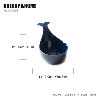350ml Керамическая миска в виде Кита, миска для выпечки, маленькая миска для домашнего использования, фарфоровая креативная посуда, трендовые товары - Цвет: 350ml