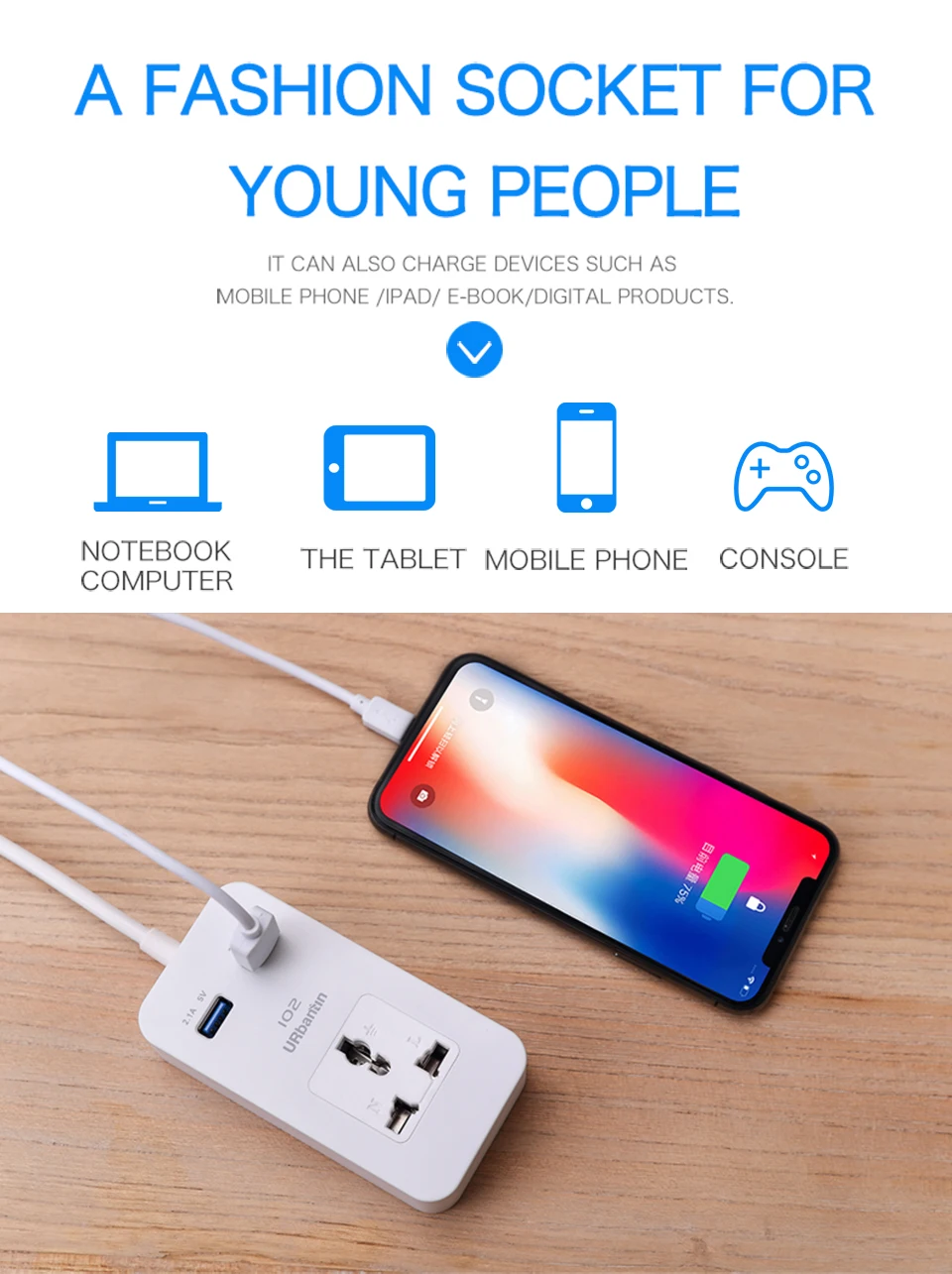 Urbantin 1AC розетки 2 USB выхода мощность полосы цвет Смарт USB гнездо быстрой зарядки с ЕС Австралия Великобритания США адаптер Домашняя электроника