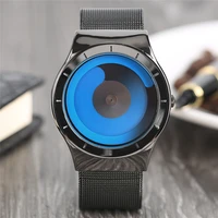 unique gradual change color quarzt wristwatch for men turntable watch non analog male clock unisex student relogio masculino