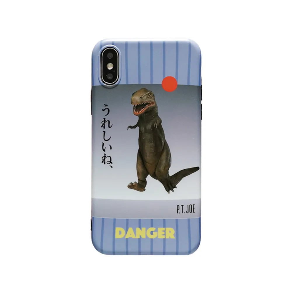 Dinosaur Pattern For iPhone X XR XS Max case Funny Japanese Danger Text Soft Cover 78 6s Plus phone Case Frosted Capa |