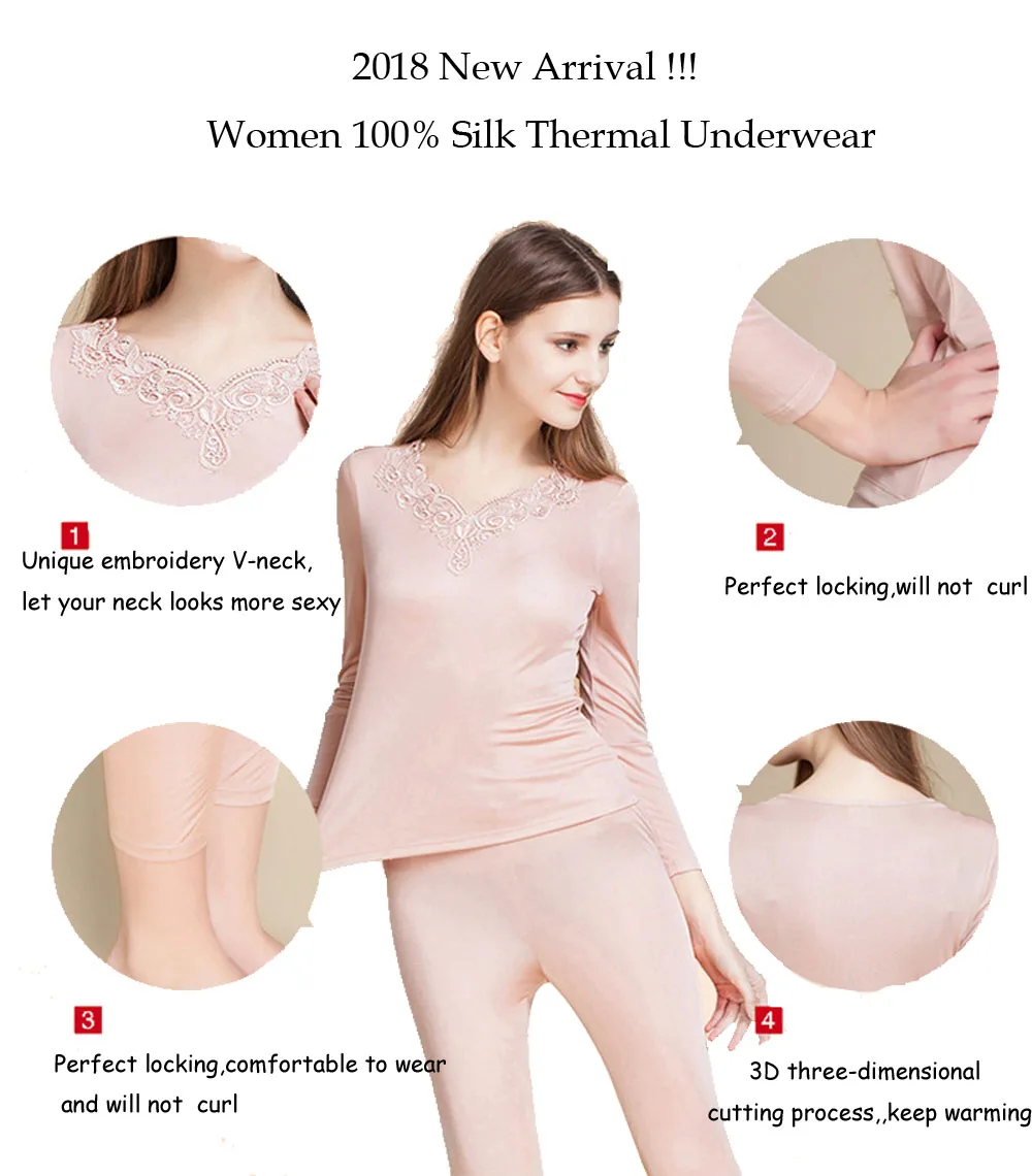 2018 New Brand Silk Thermal Underwear Women Winter Quick Dry Anti-microbial Stretch Thermo Sets Female Warm Long Johns | Женская одежда
