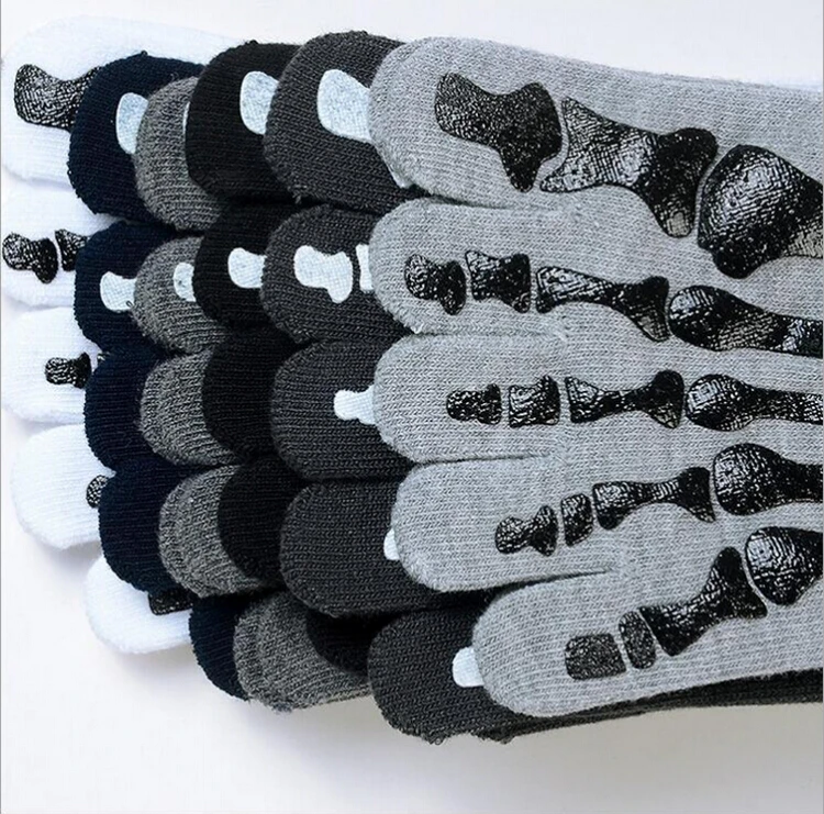 Hirigin 5 пары/компл. мужские носки с разрезом на носках Хэллоуин принтом костей