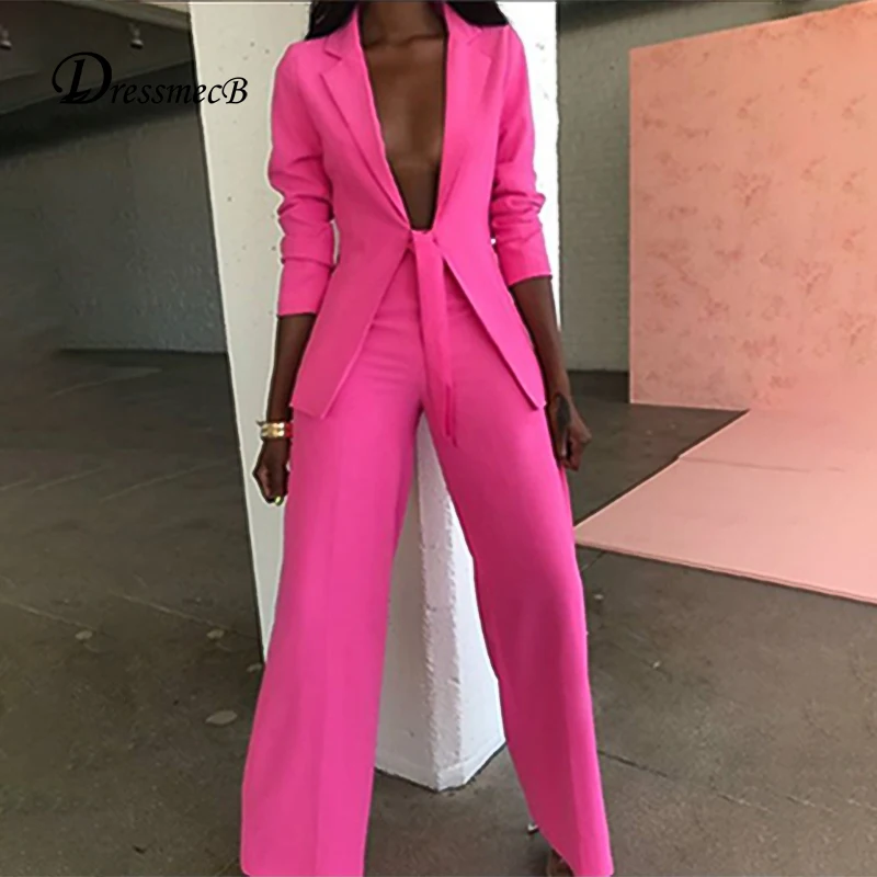 DRESSMECB новый осенний сексуальный комплект из двух предметов глубокий v образный