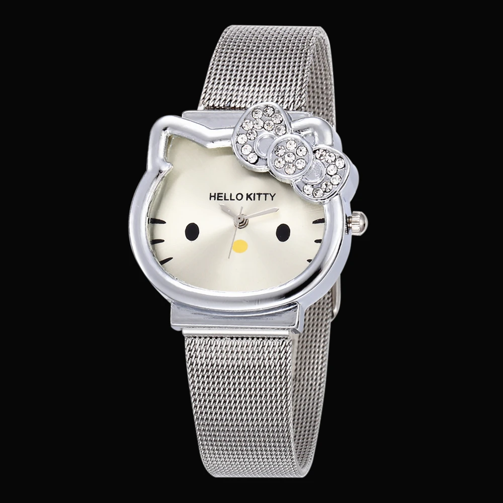 Женские часы женские повседневные кожаный ремешок Saats Hello Kitty кошка кварцевые
