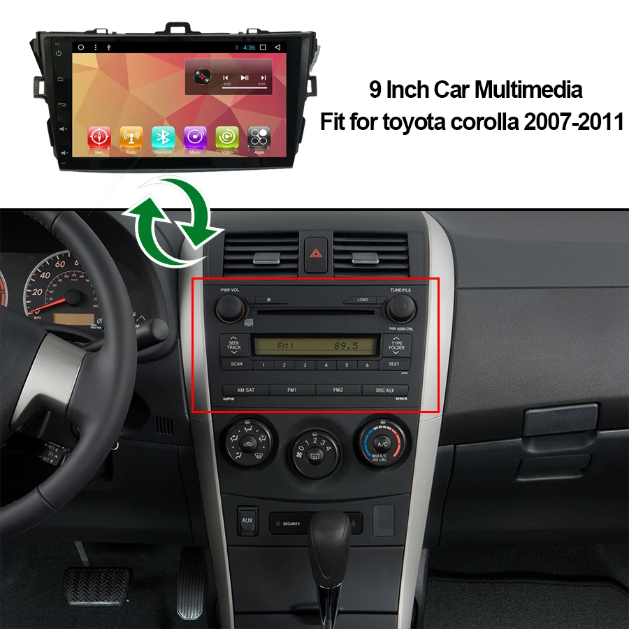 Автомагнитола для Toyota Corolla 2007 2011 9 дюймов Android 7 1 стерео мультимедийный плеер Bluetooth
