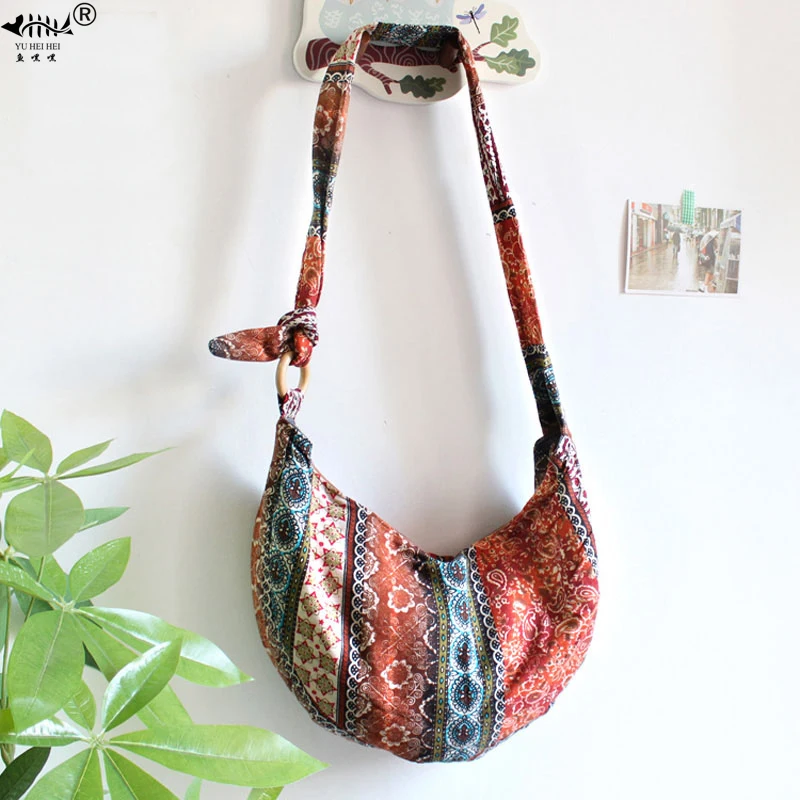 

2021 NEWEST Women's Sling Crossbody Bag Thai Top Handmade Shoulder Bag with Adjustable Strap Bohemian Bags Hobos Bag