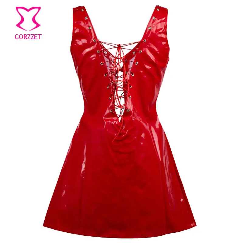 Сексуальное женское белье из искусственной кожи для взрослых красное блестящее