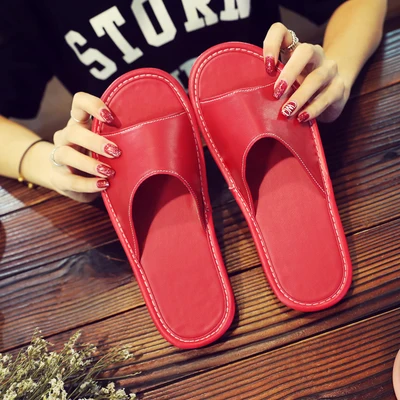 Кожаные тапочки для мужчин и женщин Нескользящие водонепроницаемые дышащие дома