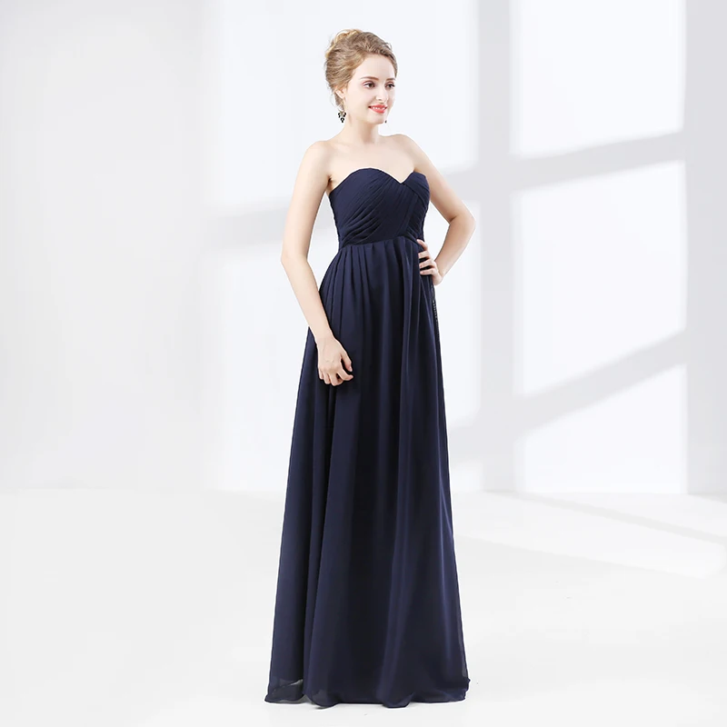 Платье для подружки невесты Forevergracedress темно-синее платье А-силуэта из шифона