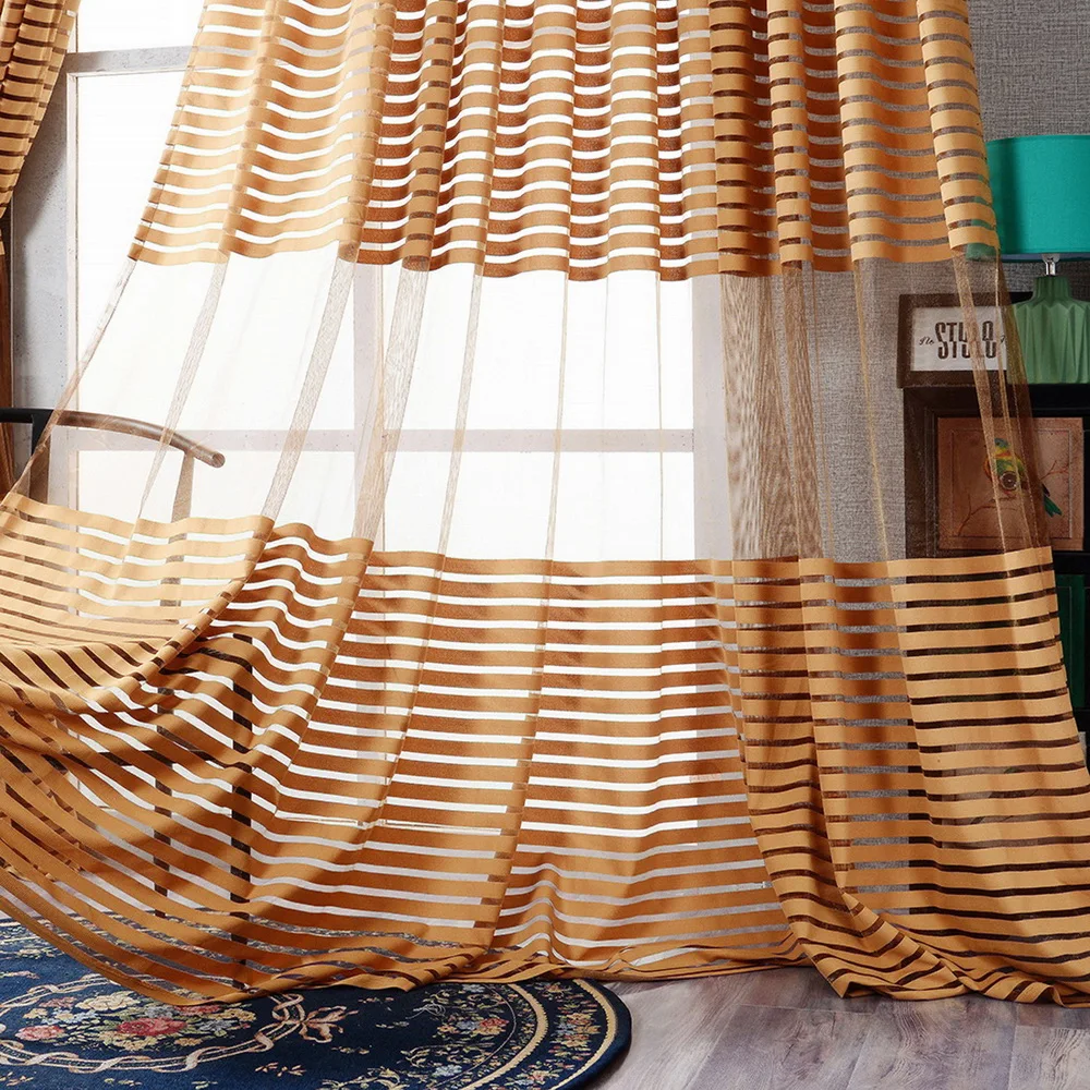 1 шт. полосатые перьевые оконные экраны двери балконные занавески прозрачная