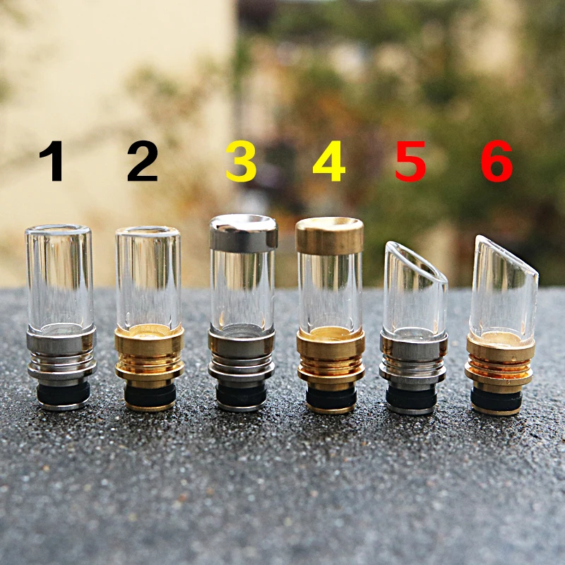 

510 drip tip Glass+Stainless Steel mouthpiece for ijust s atomizer silver gold glass fast shipping accessory fit 510 drip tip