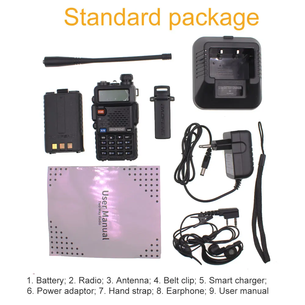 2pcs Baofeng New UV-5R Tri-band 136-174MHz 220-260MHz 400-520MHz Amateur radio Dual display Upgraded UV 5R Two way radio BF-R3