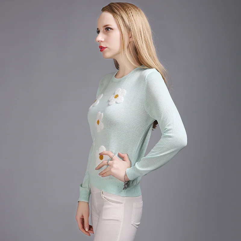 Радость Душу Населения Европейский Свитера 2017 Трикотажные Вышивка Цветок