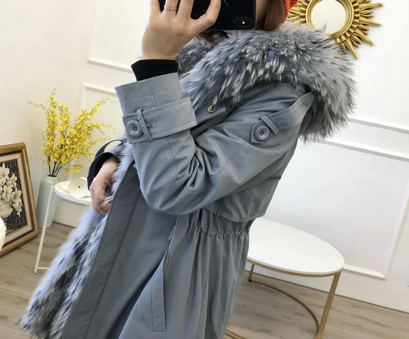 OFTBUY Водонепроницаемая парка 2019 натуральный мех пальто зимняя куртка Для женщин
