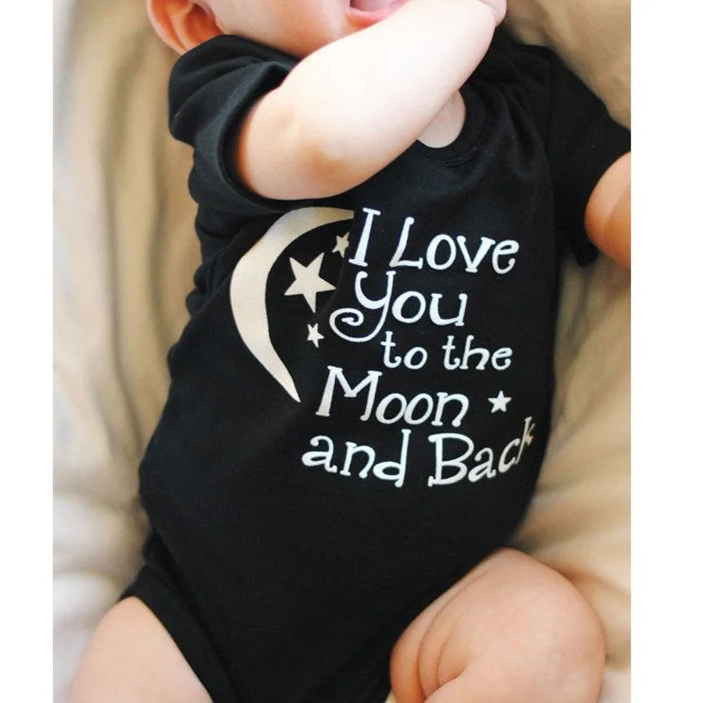 Хлопковая одежда для маленьких мальчиков и девочек с надписью I Love You To The Moon And Back