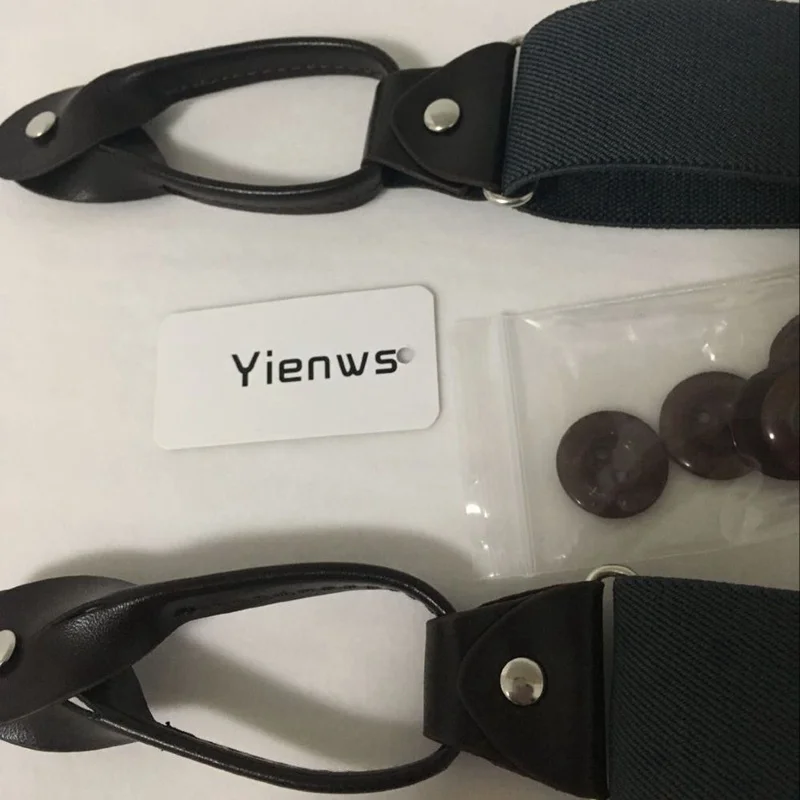 Подтяжки Yienws из черной кожи для мужчин 120 см|mens braces for trousers|men bracesbraces trousers |