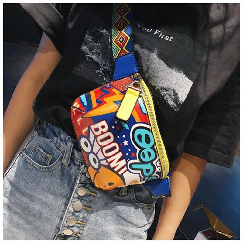 Новинка 2019 забавные женские карманы с принтом сумка на молнии набедренная