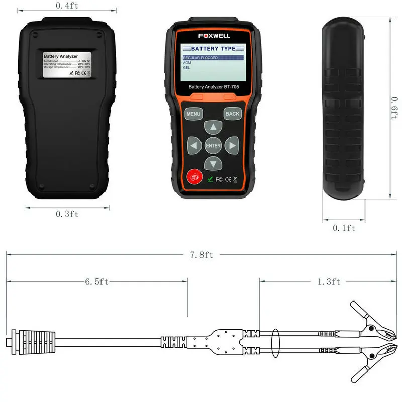 Foxwell bt705 12 В 24 автомобильные Батарея анализатор проверять тестер здоровья 2000cca bt-705