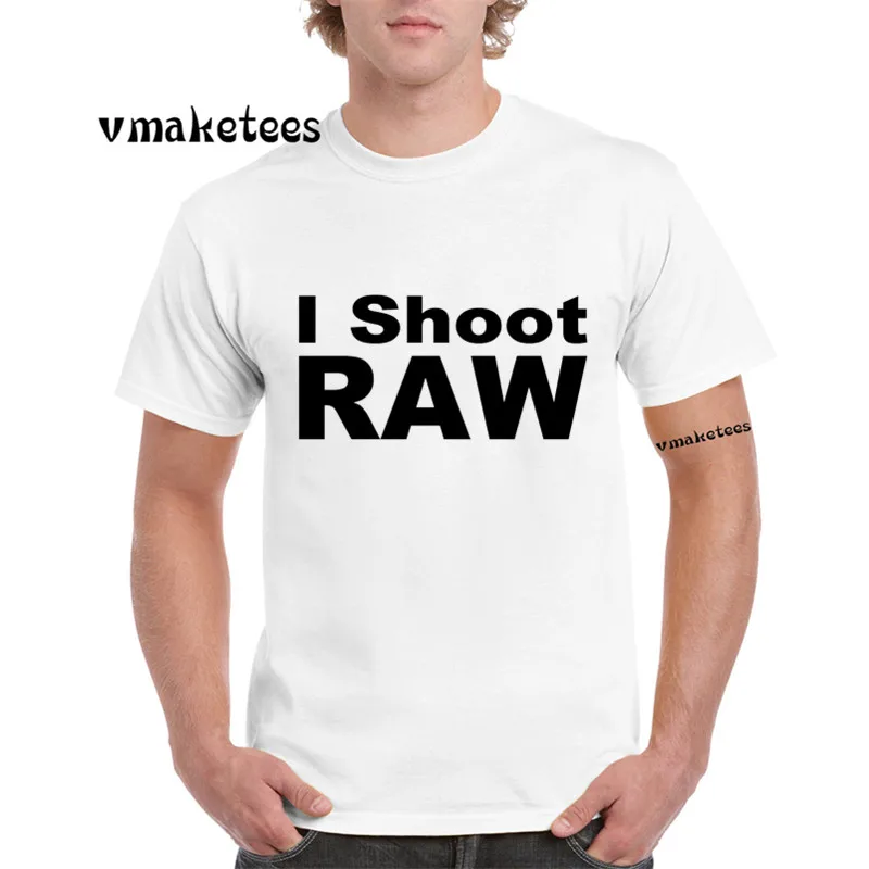 Я Shoot RAW забавная футболка с коротким рукавом o-образным вырезом летние Фото