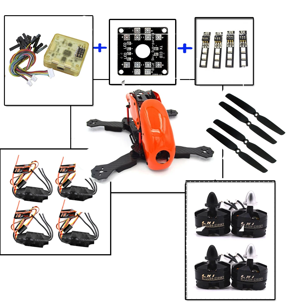 4 осевой Квадрокоптер из углеродного волокна Robocat (оранжевый) рамка с 12A ESC и MT2204