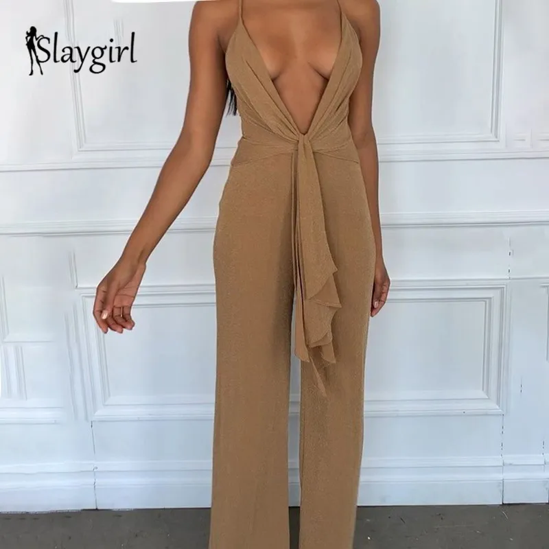 Женский комбинезон с глубоким v образным вырезом Slaygirl сетчатый длинный на