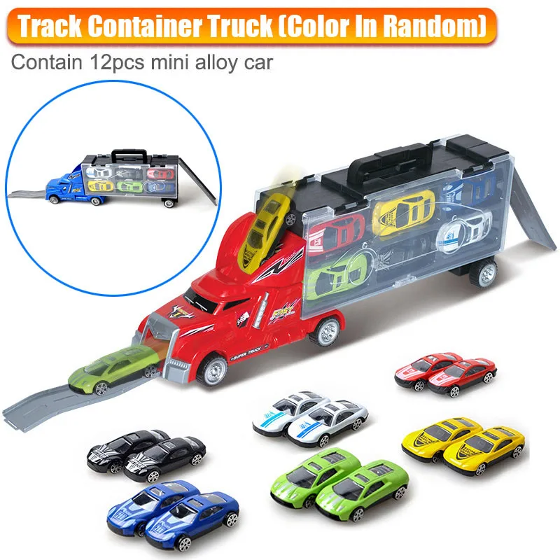 1pcs track truck 1/24 масштабный контейнер для хранения, грузовик, пластиковые транспортные средства, игрушки с литой под давлением мини-автомобиль, горячие Литые Автомобильные колеса, волшебные треки, машины для детей - Цвет: 1pcs track truck