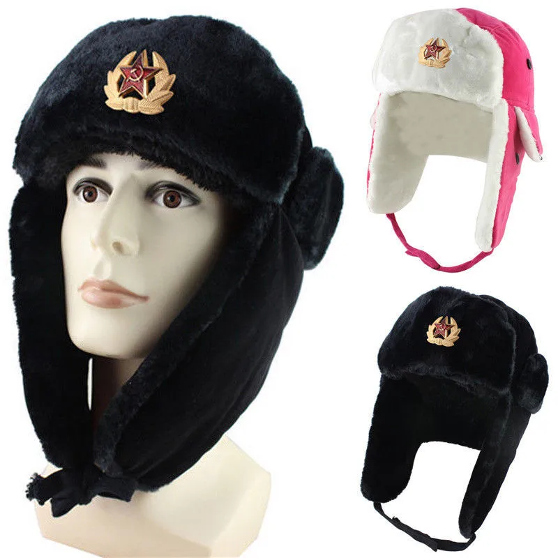 Советская армия, военный значок, Россия, ушанка, шапки-бомберы, шапка авиатора, зимняя шапка авиатора из искусственного кроличьего меха, шапка-ушанка для снежной погоды